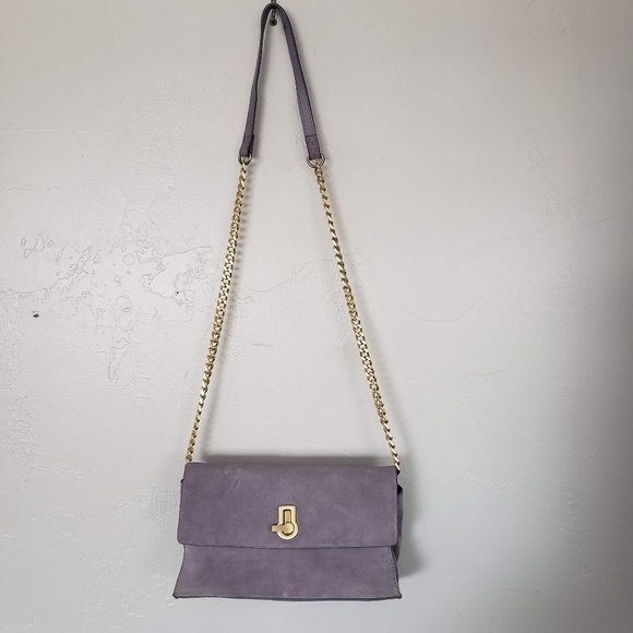 Zara Basic Collection Light Purple Faux Suede Crossbody Bag Purse Gold Chain - Picture 1 of 10